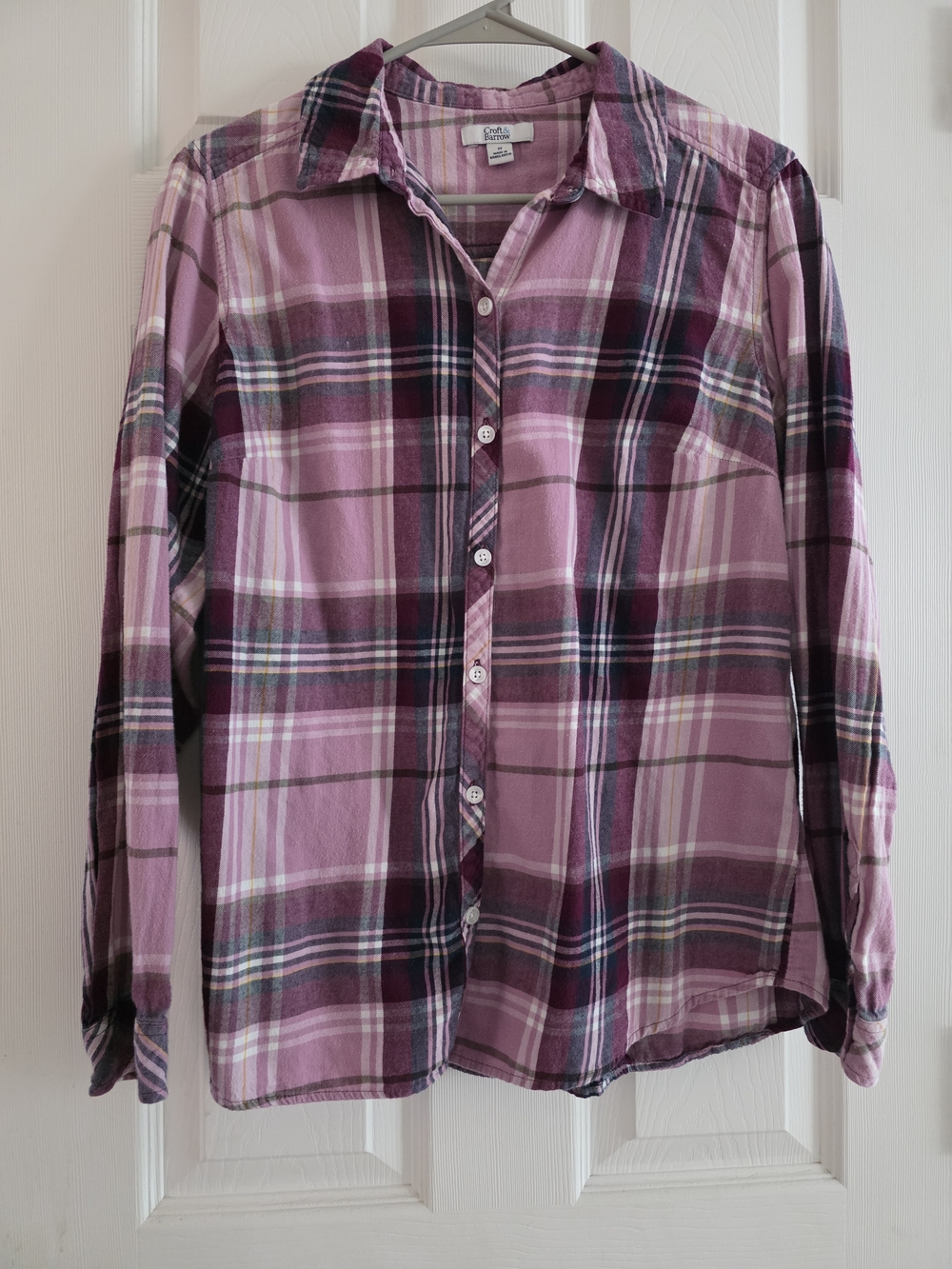 croft & barrow Pink and Burgundy Plaid Button-Down Shirt